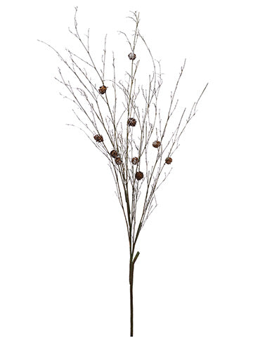 61" Snowed Pine Cone Twig Spray Brown Snow (pack of 6)