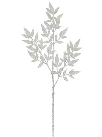 32" Snowed Leaf Spray  White Ice (pack of 24)