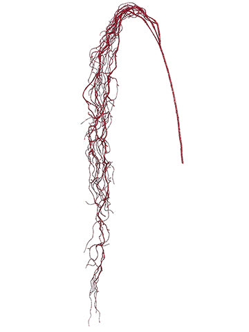 65" Glittered Hanging Twig Spray Glittered Red (pack of 12)