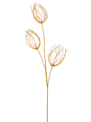 35" Glittered Pine Spray  Gold (pack of 12)