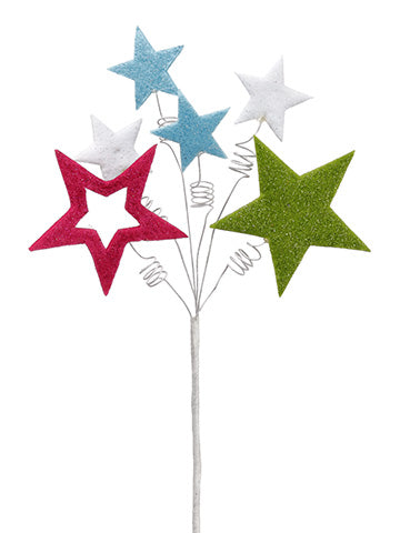 11" Glittered Star Spray  Mix (pack of 12)