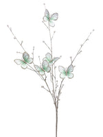 31" Glittered Butterfly/Pearl Spray Green Gold (pack of 12)