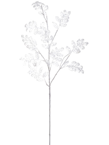 30" Snowed Leaf Spray  White (pack of 24)