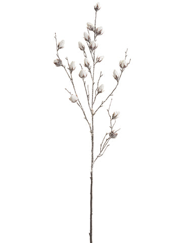40.5" Glittered Faux Cotton Ball Spray Glittered White (pack of 12)