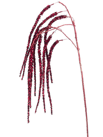 50" Glittered Hanging Willow Spray Glittered Red (pack of 12)