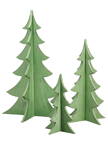 12"-24" Wood Christmas Tree (3 ea/set) Green (pack of 1)