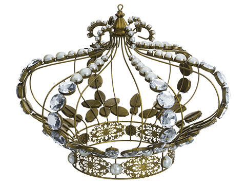 12" Rhinestone Crown  Antique Gold (pack of 1)