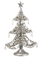 19.5" Star Tree Table Top With Acrylic Drop Antique Silver (pack of 6)