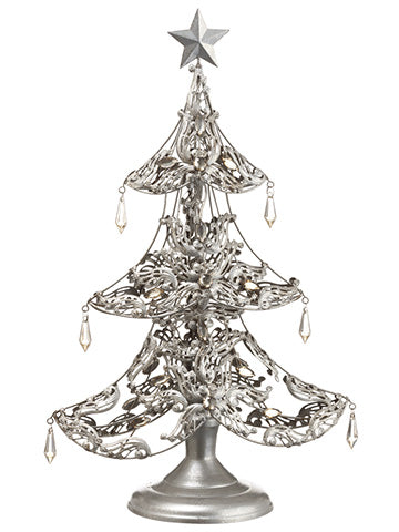 19.5" Star Tree Table Top With Acrylic Drop Antique Silver (pack of 6)