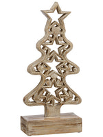 25.1"Hx5.1"Wx10.7"L Wood Christmas Tree With Star Beige (pack of 2)