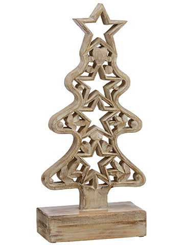 25.1"Hx5.1"Wx10.7"L Wood Christmas Tree With Star Beige (pack of 2)
