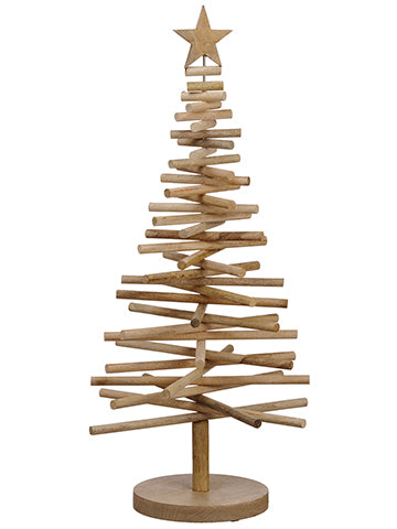 43" Wood Twig Tree With Star  Beige Bronze (pack of 2)