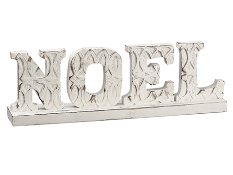 6.25"Hx18"L Noel Table Top  Antique White (pack of 4)