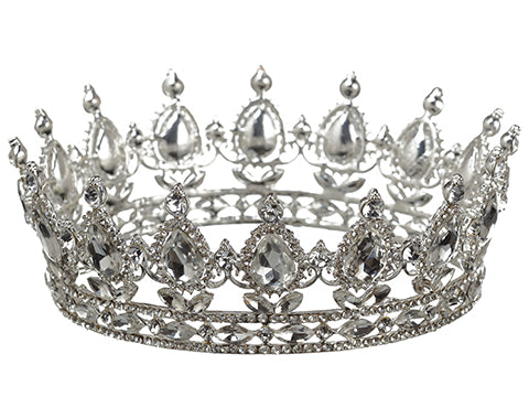 5.9" Rhinestone Crown (1 ea/PVC box) Silver (pack of 4)