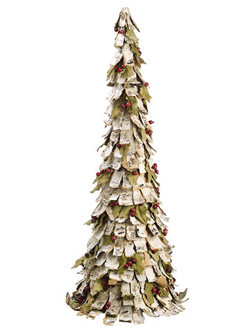 36" Paper Birch Tree w/Bell & Berry (knock-Down Packing) Beige Green (pack of 1)
