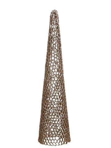 18" Glittered Cone Topiary  Champagne (pack of 12)