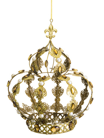 12" Rhinestone Crown  Gold Amber (pack of 2)