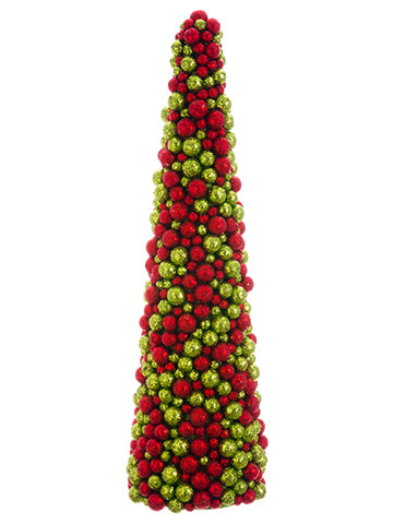 24" Glittered Cone Topiary  Red Green (pack of 2)