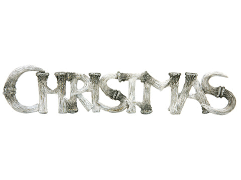 16.25" Script Word Christmas Table Decor Brown Whitewashed (pack of 4)