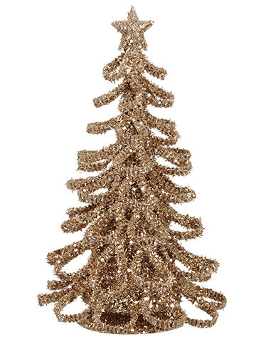 12" Glittered Loop Christmas Tree Table Top Champagne (pack of 6)