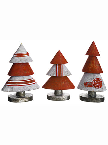5.1"-5.9" Christmas Tree (3 ea/set) Cream Red (pack of 1)