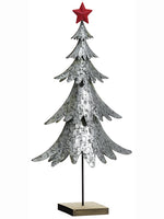 26" Metal Tree With Star  Gray Red (pack of 2)