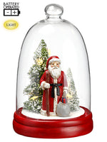 10"H Battery Operated Santa/Christmas Tree in Glass Dome With Light Red Green (pack of 2)