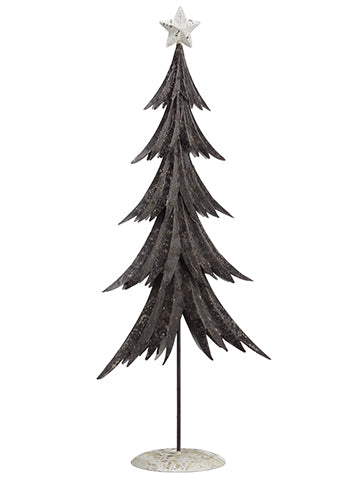 28" Tree With Star Topper  Brown White (pack of 2)