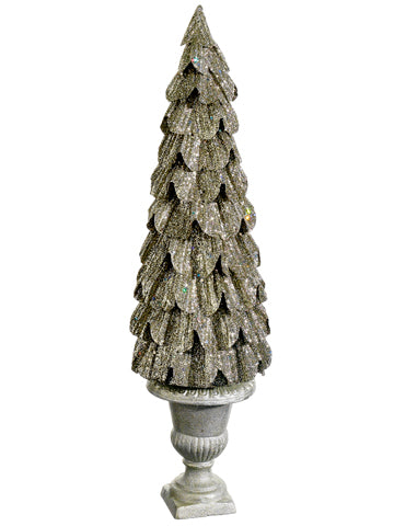 26" Glittered Tree in Urn  Tiffany Gold (pack of 2)