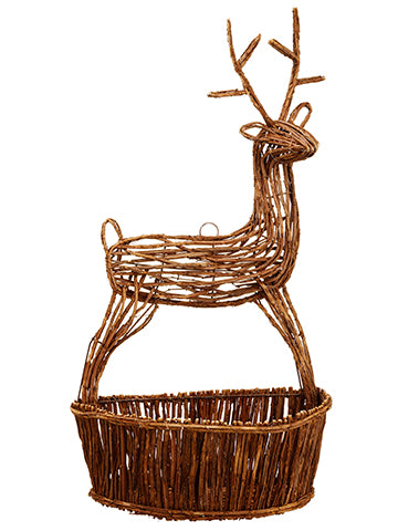 30"Hx7"Wx16.5"L Twig Reindeer Wall Basket Natural Whitewashed (pack of 4)