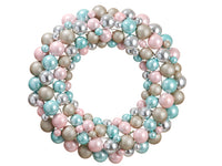 24" Glittered Plastic Ball Wreath Seafoam Pink (pack of 1)