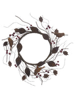 18" Bird/Leaf/Berry Wreath  Rust Burgundy (pack of 4)