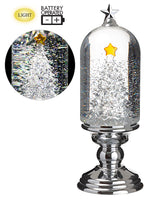 12" Battery Operated Christmas Tree Snow Globe With Light And Star Clear (pack of 4)