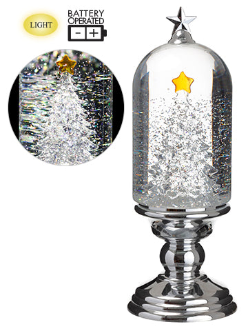 12" Battery Operated Christmas Tree Snow Globe With Light And Star Clear (pack of 4)