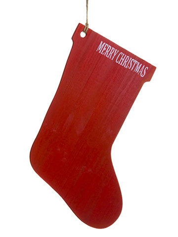 16.5"Hx11.5"W Wood Merry Christmas Stocking Red White (pack of 12)