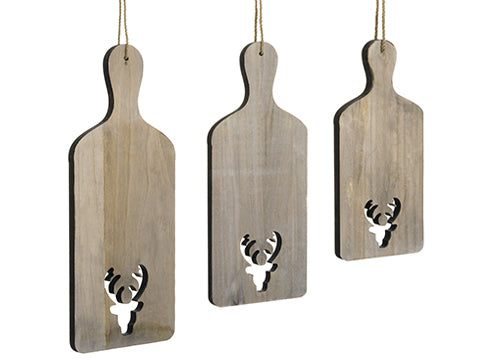15.7"-23.6" Decorate Reindeer Cutting Board (3/set) Natural (pack of 5)