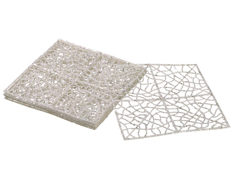 8" Glittered Mesh Sheet x6 in Poly Bag White (pack of 12)