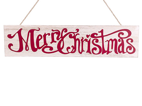 4.25"Wx18.5"L Merry Christmas Sign Red Beige (pack of 12)
