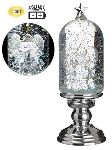 12" Battery Operated Angel Snow Globe With Lights And Star Clear (pack of 4)