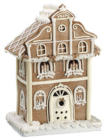 12.5" Glittered Gingerbread House w/Light (battery Operated) White Brown (pack of 1)