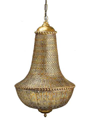 30.75"Hx17.1"D Metal Filigree Hanging Lamp Antique Gold (pack of 1)