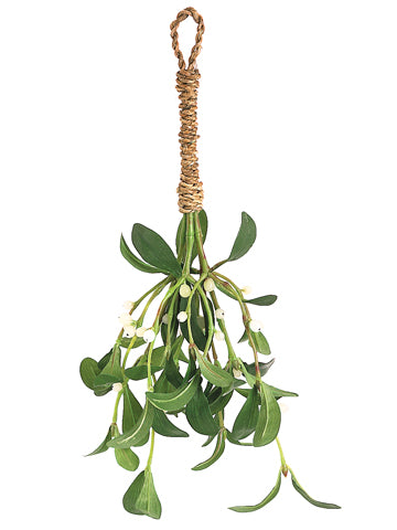 15" Mistletoe Hanger  Green White (pack of 12)