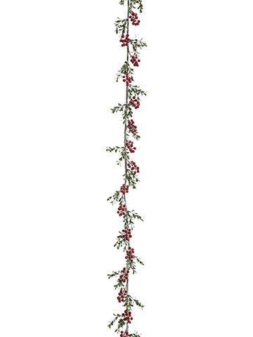 5' Iced Berry/Boxwood Garland  Red (pack of 4)