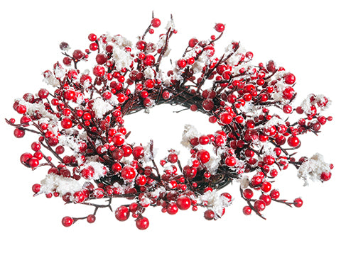 3.5" Snowed Berry Candle Ring  Red Snow (pack of 12)