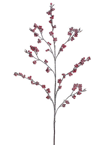 40" Glittered Snowed Berry Spray Red (pack of 6)