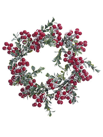 10" Iced Berry/Boxwood Wreath  Red (pack of 4)