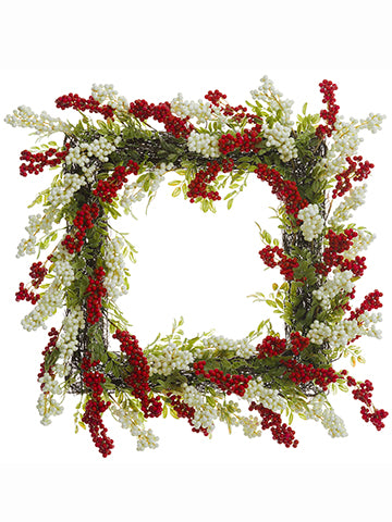 22"Wx22"L Berry Wreath  Red White (pack of 4)