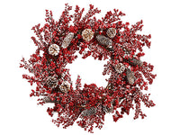 24" Snowed Berry/Pine Cone Wreath Red (pack of 1)