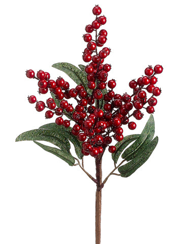 17" Holiday Berry/Eucalyptus Leaf Spray Red (pack of 12)