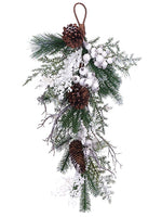 28" Snow Rose Hip/Pine Cone/ Pine Door Swag White Brown (pack of 2)